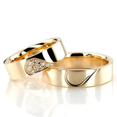 Two Pieces Matching Heart Design Wedding Band Set alternate view