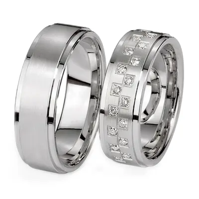 Symmetrical Set Diamond Wedding Ring Set - view 1 of 2
