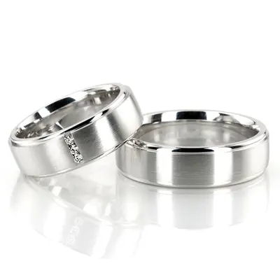Simple Three Stone Wedding Band Set - view 1 of 2