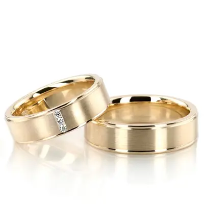Simple Three Stone Wedding Band Set - view 2 of 2
