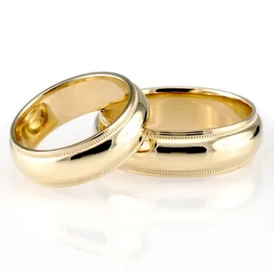 Milgrain Step Edge Diamond Cut Wedding Band Set - view 5 of 5