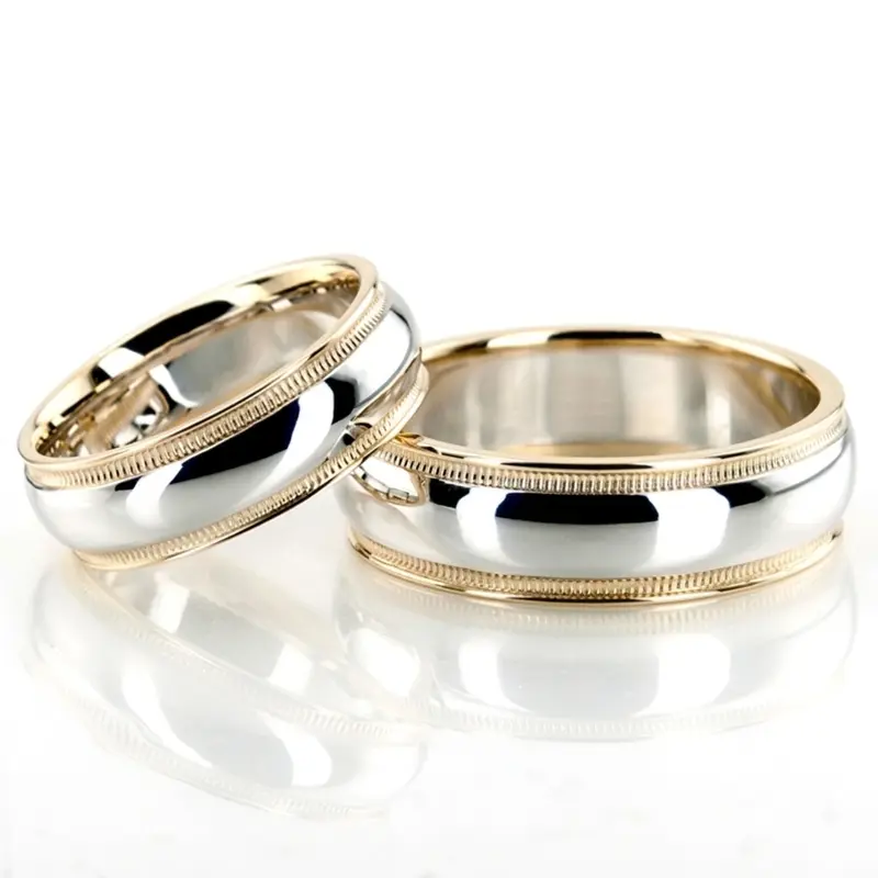 18K basic-step-edge-wedding-ring-set - alternate view 2