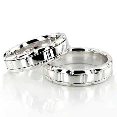 Rolex Style His and Hers Wedding Bands - view 2 of 4