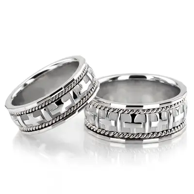 Braided Handcrafted Christian Wedding Ring Set - view 3 of 4