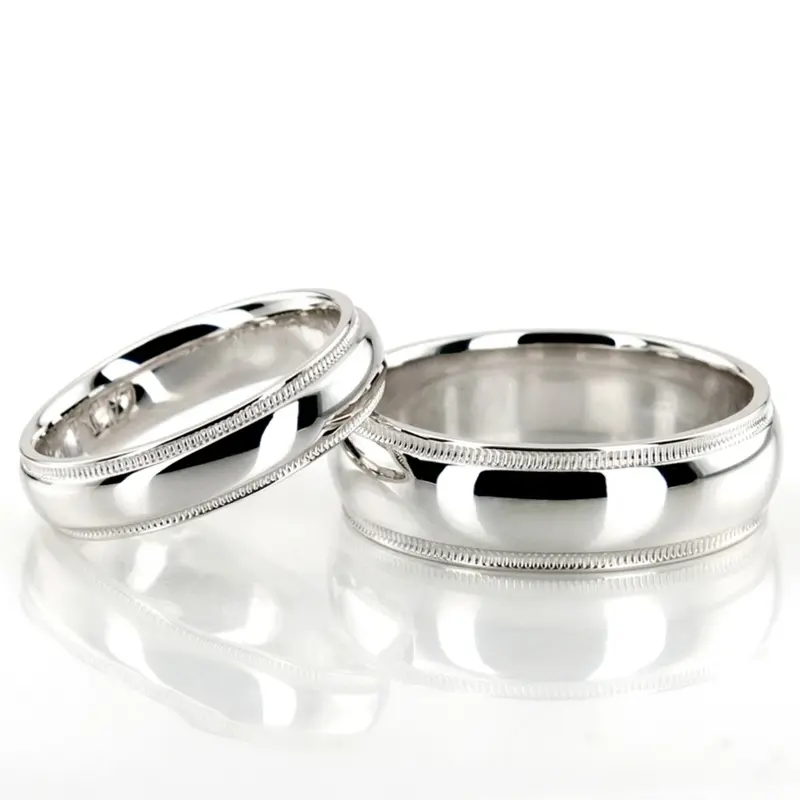 18K basic-step-edge-wedding-ring-set - alternate view 3