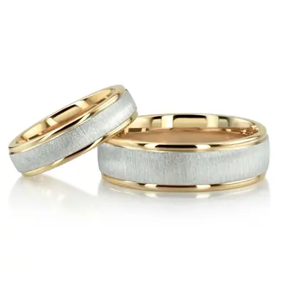 Brushed Basic Designer Wedding Band Set - view 4 of 6