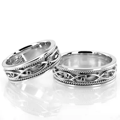 Hand Made Celtic Matching Wedding Band Set - view 2 of 3