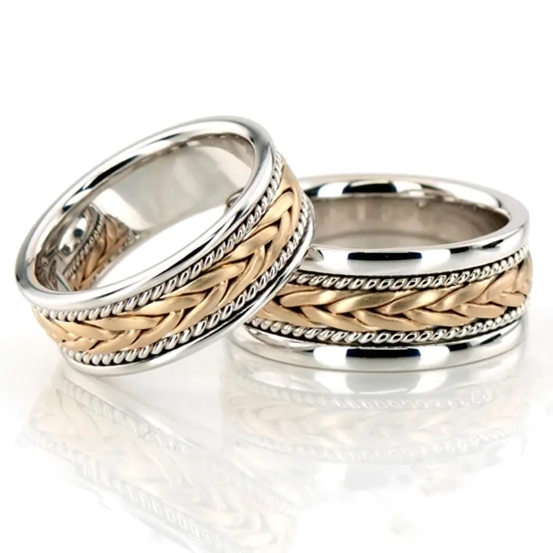 14K hand-braided-wedding-ring-set - main view