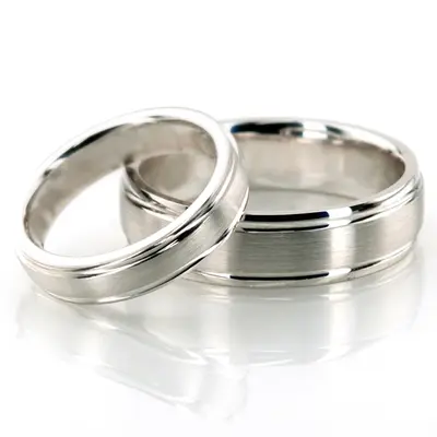 Traditional Satin Finish Diamond Carved Wedding Ring Set - view 1 of 2