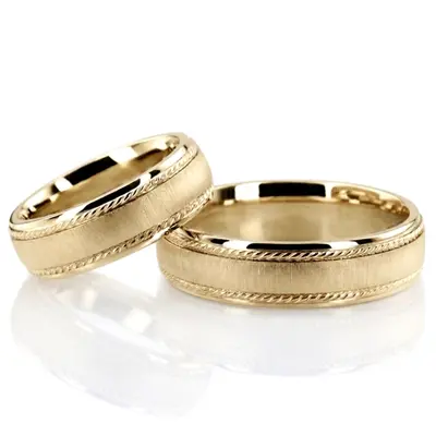 Braid Grooved Basic Designer Wedding Ring Set - view 3 of 3