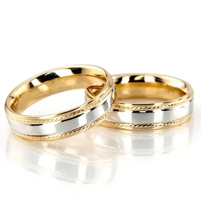 Step Edge Basic Design Wedding Band Set - view 1 of 3