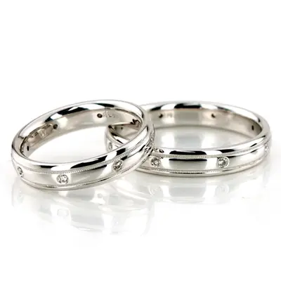 Modern Diamond Wedding Ring Set - view 1 of 2
