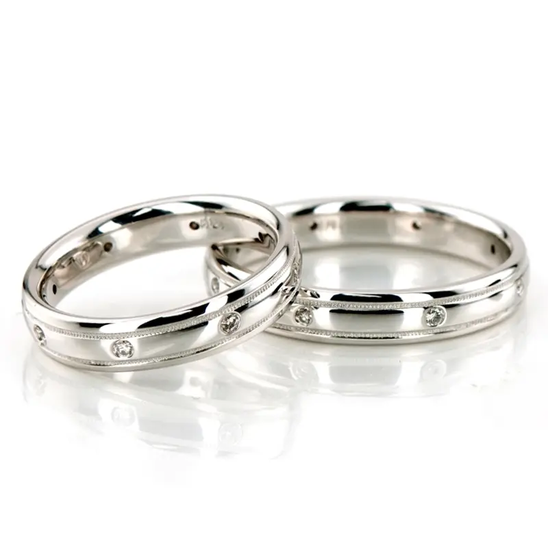 14K modern_diamond_wedding_ring_set - main view