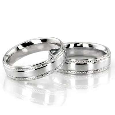 Step Edge Basic Design Wedding Band Set - view 2 of 3