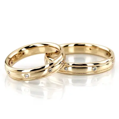 Modern Diamond Wedding Ring Set - view 2 of 2