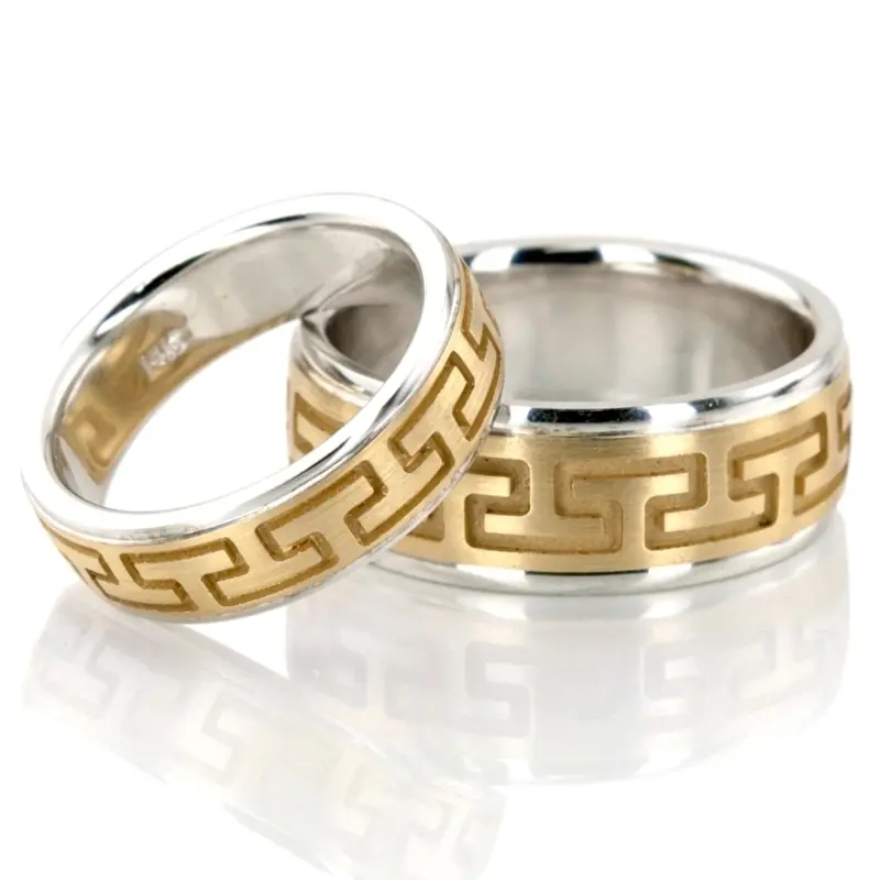 14K diamond_carved_wedding_ring_set - main view