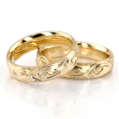 Exquisite Wire Matte Fancy Carved Wedding Ring Set - view 2 of 3