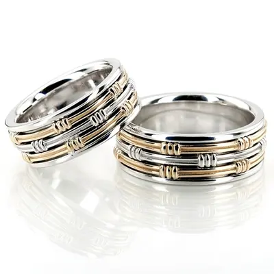Elegant Modern Handcrafted Wedding Band Set - view 1 of 3
