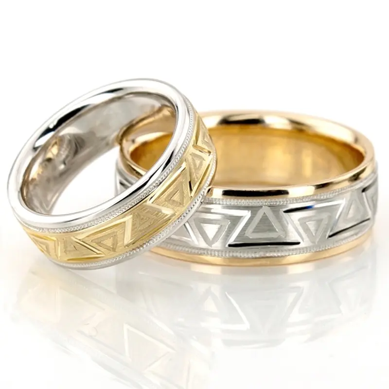 14K grooved_wedding_band_set - alternate view 2
