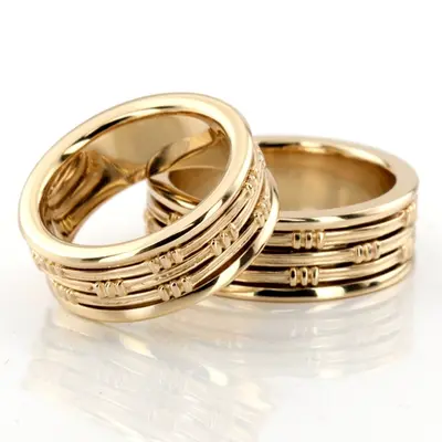 Elegant Modern Handcrafted Wedding Band Set - view 3 of 3