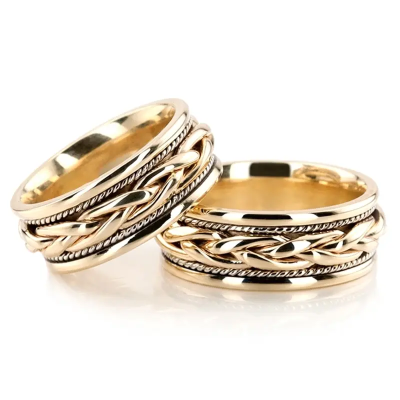 14K handwoven_wedding_ring_set - main view