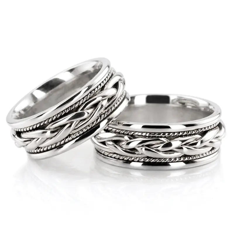 14K handwoven_wedding_ring_set - alternate view 2