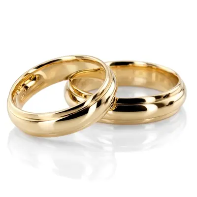 Simple High Polished Carved Design Wedding Band Set - view 3 of 3