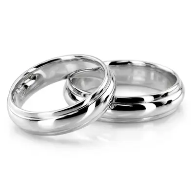 Simple High Polished Carved Design Wedding Band Set - view 2 of 3