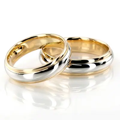 Simple High Polished Carved Design Wedding Band Set - view 1 of 3