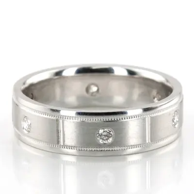 Shiny Edge Milgrain Diamond Wedding Ring Set - view 3 of 3