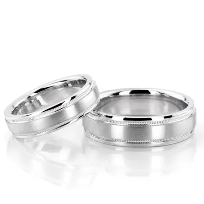 Two-Color Matte Finish Milgrain Wedding Ring Set - view 4 of 4