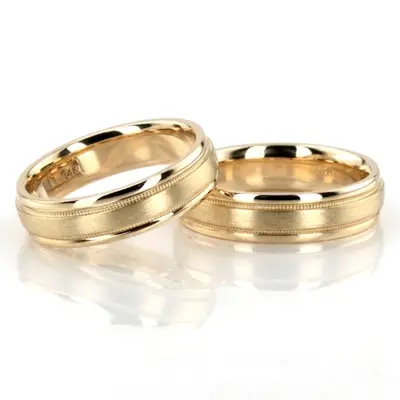 Two-Color Matte Finish Milgrain Wedding Ring Set - view 2 of 4