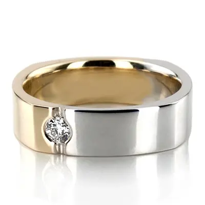Square Two-Tone Wedding Ring Set - view 2 of 3