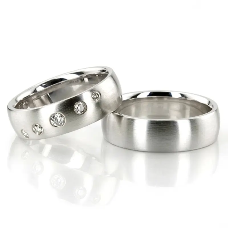 10K dome-diamond-wedding-rings - main view