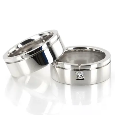Single Step Edge Wedding Band Set - view 1 of 2
