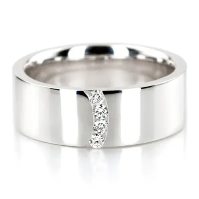 Couples wedding bands with diamond accent - view 3 of 4