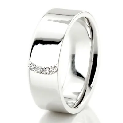 Couples wedding bands with diamond accent - view 4 of 4
