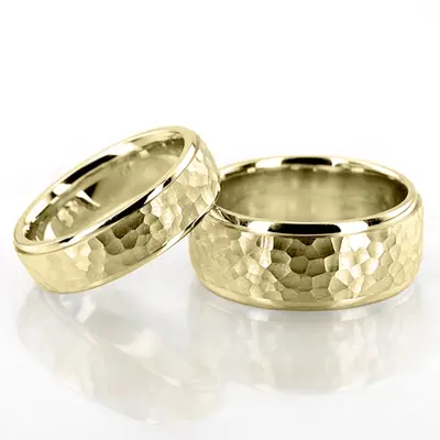 Hammered Basic Design Wedding Ring Set - view 2 of 2
