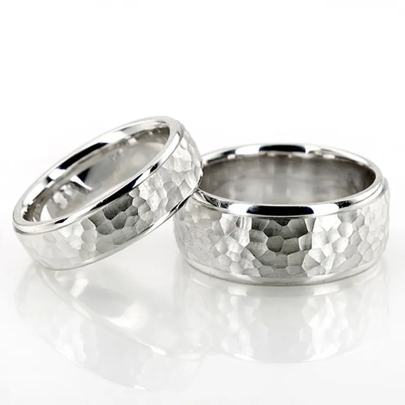 14K hammer-finish-wedding-bands - main view