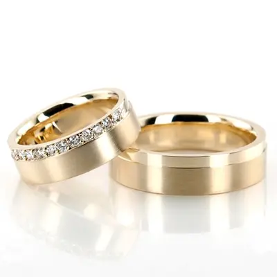Bright Cut Micro Pave Set Diamond Wedding Band Set - view 2 of 7