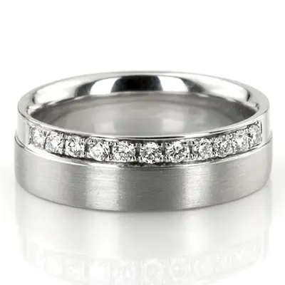 Bright Cut Micro Pave Set Diamond Wedding Band Set - view 4 of 7