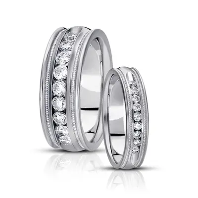 Channel Set Diamond Wedding Band Set - view 2 of 2