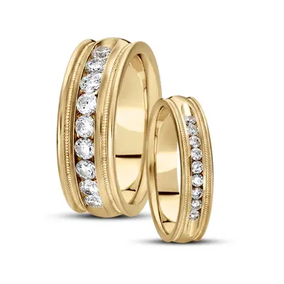 Channel Set Diamond Wedding Band Set - view 1 of 2