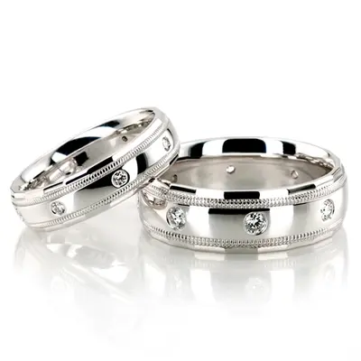 Milgrain Diamond Wedding Ring Set - view 1 of 2