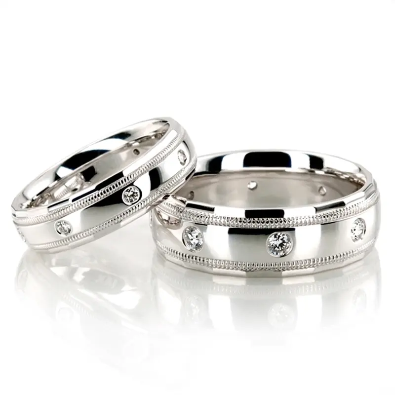 10K his-and-her-diamond-classic-round-cut-wedding-band - main view
