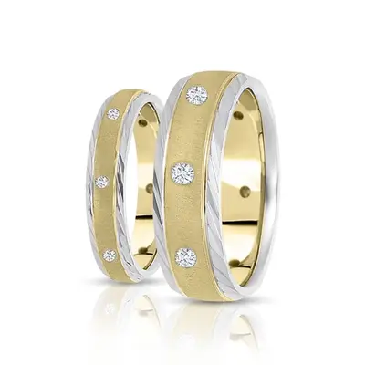 Attractive Stone Finish Diamond Wedding Ring Set - view 4 of 4