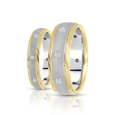 Attractive Stone Finish Diamond Wedding Ring Set - view 3 of 4