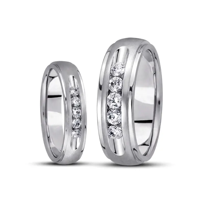 10K his-and-her-diamond-classic-round-cut-channel-wedd - alternate view 2