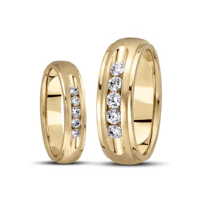 Step Edge Channel Set Diamond Wedding Ring Set - view 2 of 2