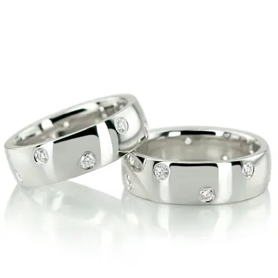 Symmetrical Diamond Wedding Ring Set - view 1 of 5